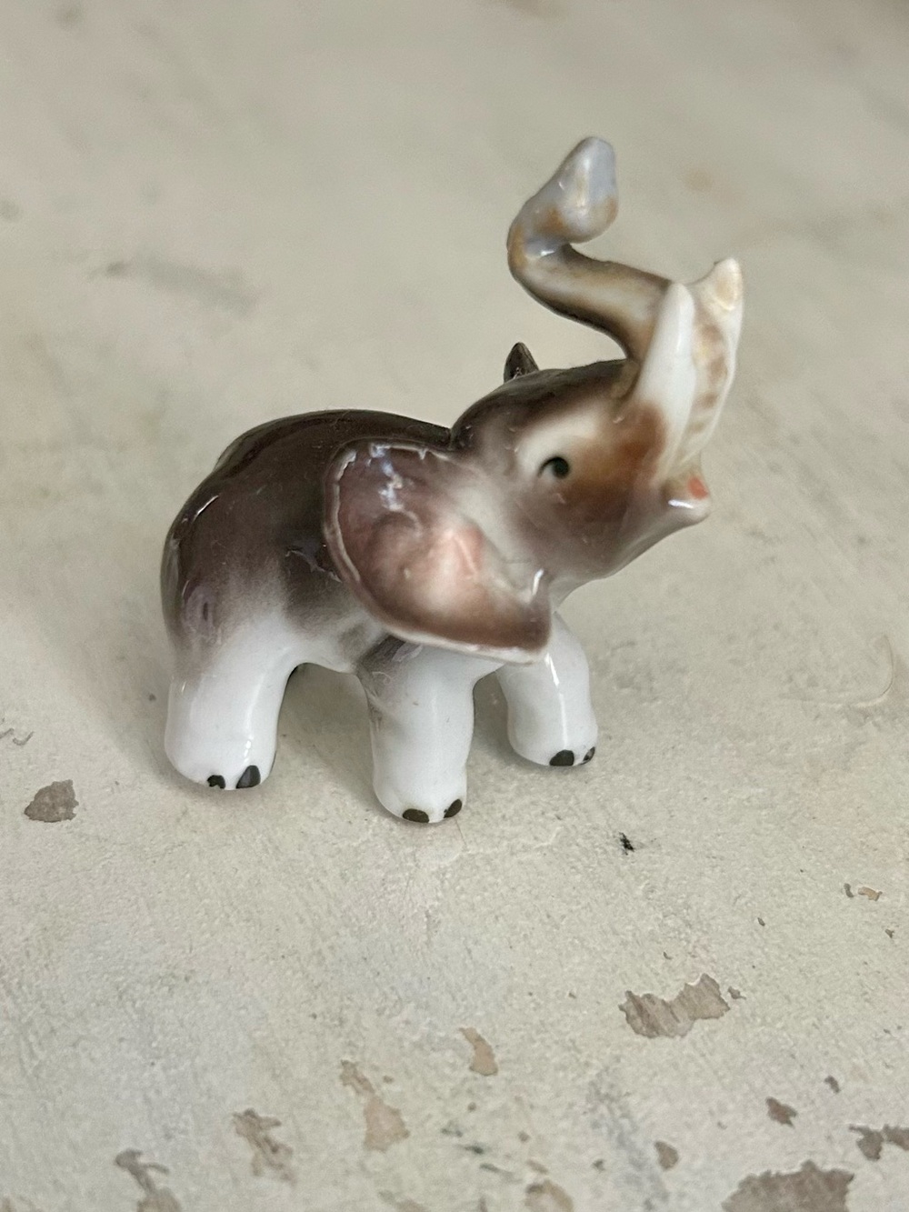 Vintage Porcelain Miniature Figurine Elephant